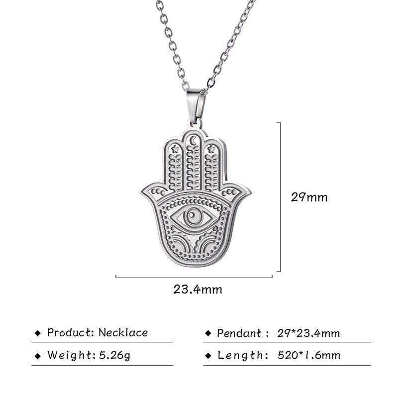 Vintage Style Stainless-Steel Pendant Hamsa Necklace
