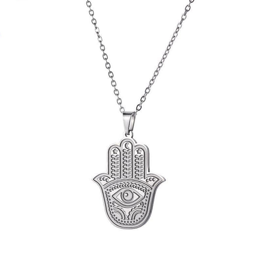 Vintage Style Stainless-Steel Pendant Hamsa Necklace