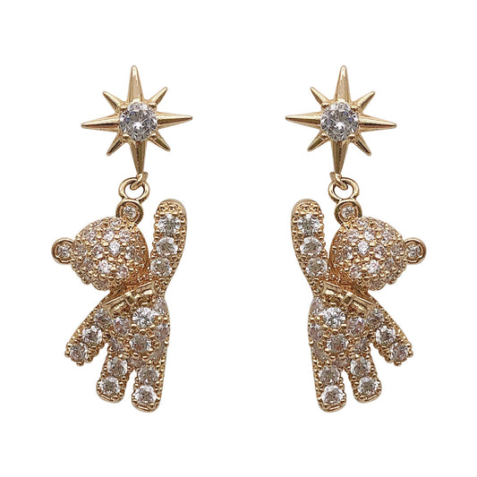 Teddy Bear Star Cute Earrings