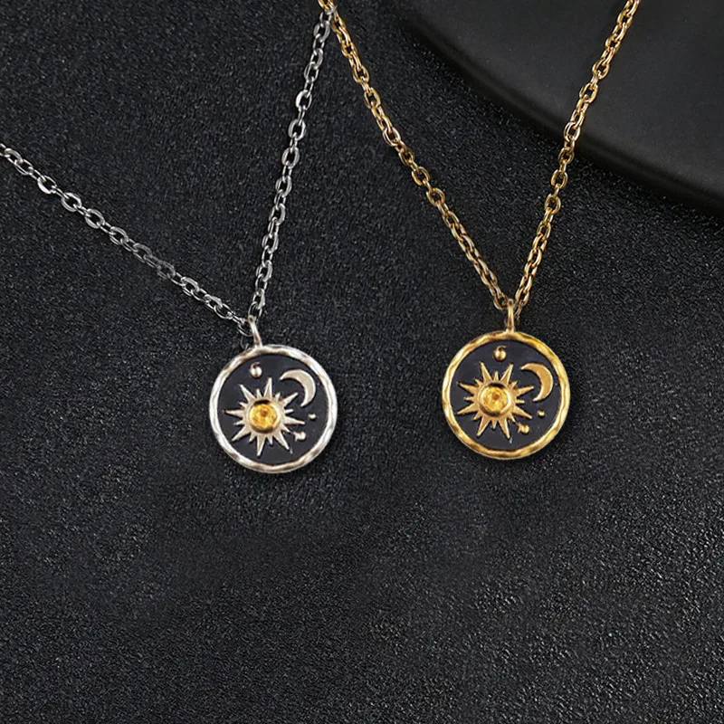 Boho Sun and Moon Pendant Necklace