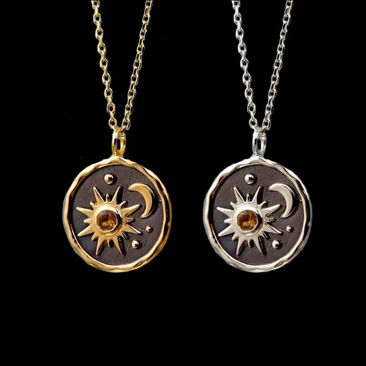 Boho Sun and Moon Pendant Necklace
