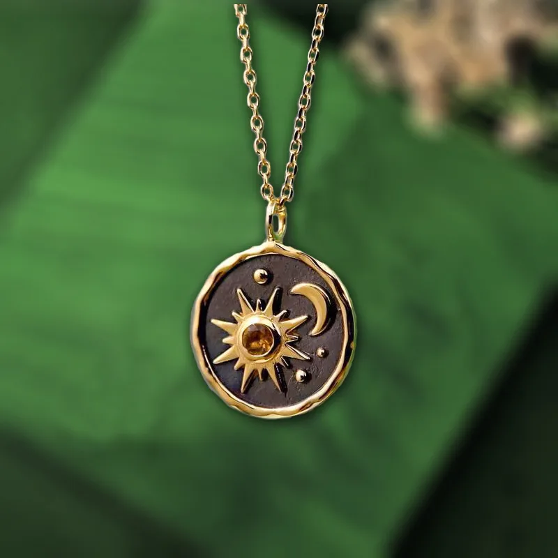 Boho Sun and Moon Pendant Necklace