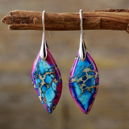 Bohemian Colorful Leaf Pendant Earrings