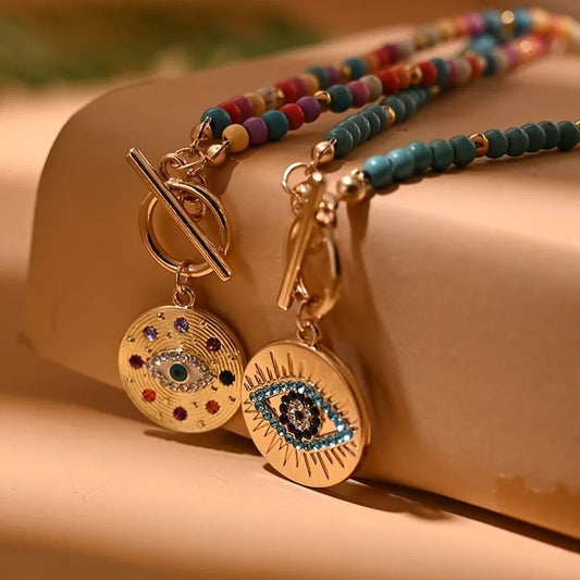 Eye Pendant Beaded Necklace