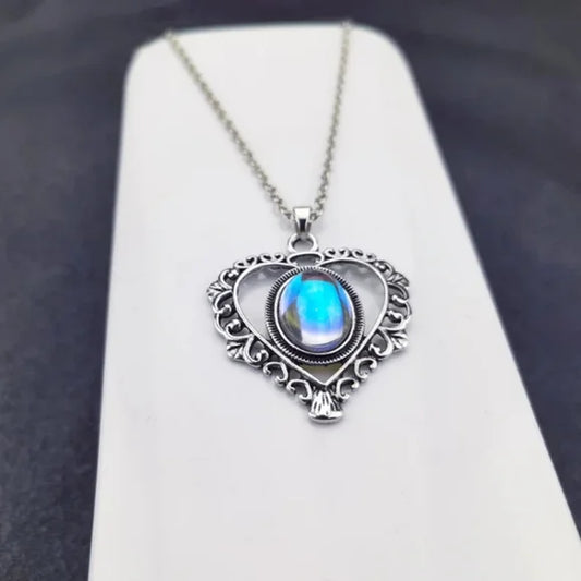 Heart Shaped Moonstone Pendant Necklace
