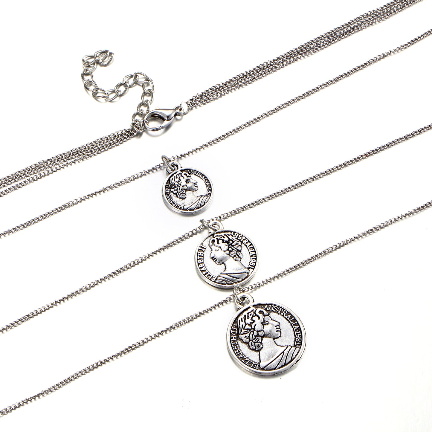 Multilayer Silver Coin Necklace