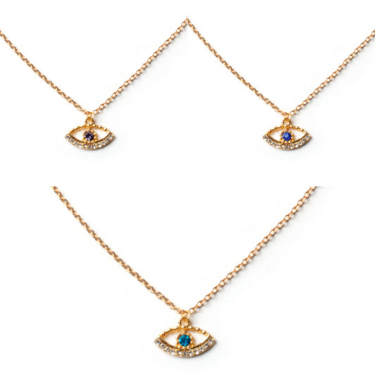Rhinestone Nazar Pendant Necklace