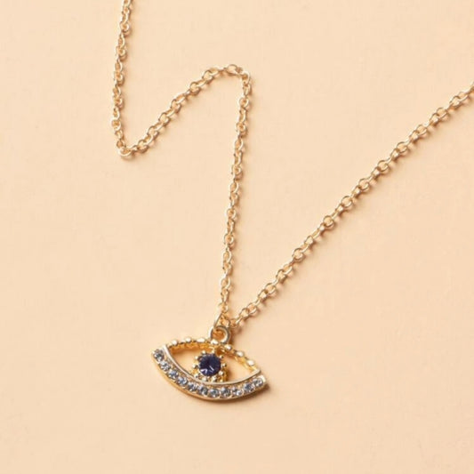 Rhinestone Nazar Pendant Necklace