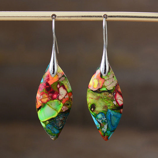 Bohemian Colorful Leaf Pendant Earrings