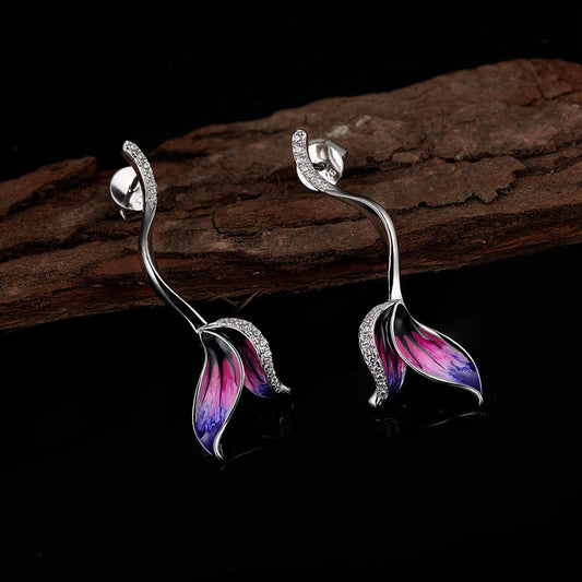 Drip Oil Flower Earrings