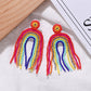 Handmade Beaded Rainbow Tassel Earrings