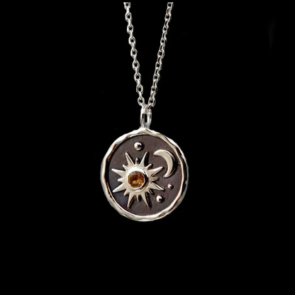 Boho Sun and Moon Pendant Necklace