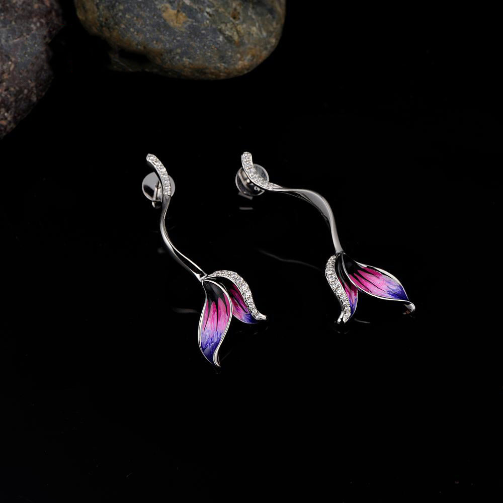 Drip Oil Flower Earrings