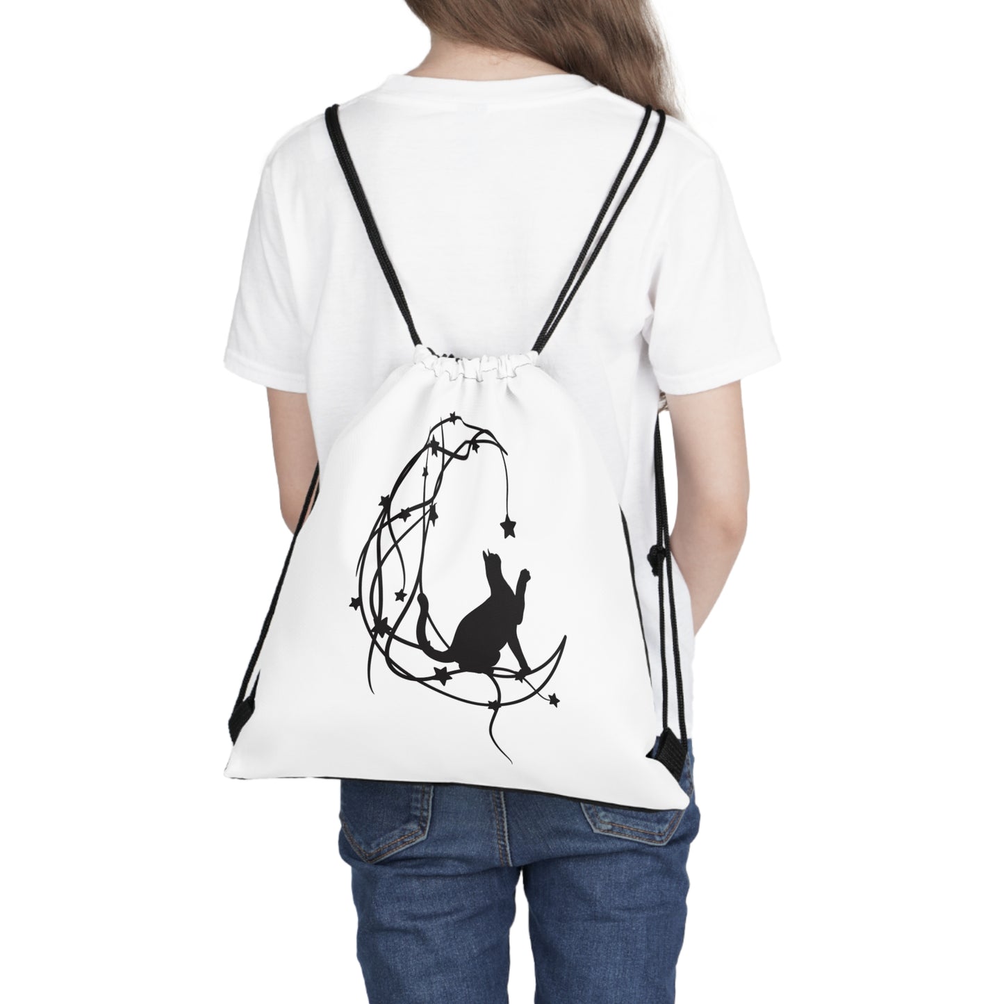 Cresent Moon/Cat & Stars Drawstring Bag