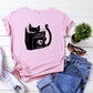 Reading Cat Print T-shirt