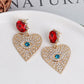 Rhinestone Heart-Shaped Earrings