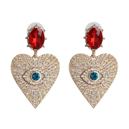 Rhinestone Heart-Shaped Earrings