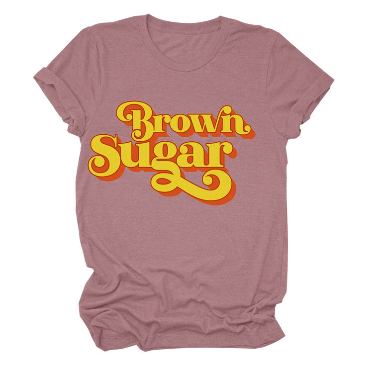 "Brown Sugar" Casual Short Sleeve T-shirt