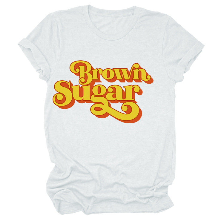 "Brown Sugar" Casual Short Sleeve T-shirt