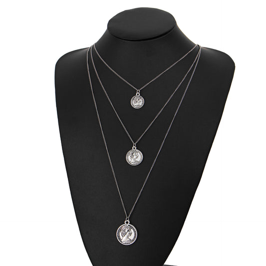 Multilayer Silver Coin Necklace